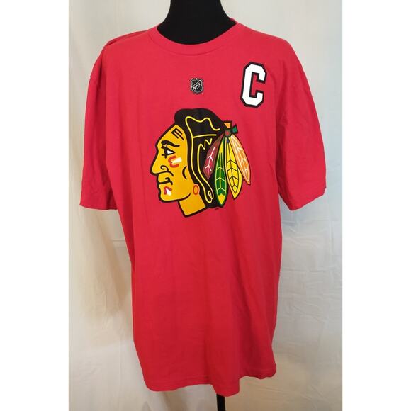 NHL Chicago Blackhawks T-Shirt #19 TOEWS Reebok Red Size XL Cotton - Picture 1 of 8
